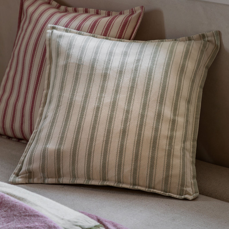 Striped Square Cushion, Green