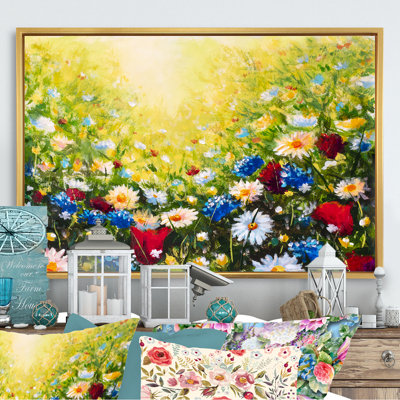 Sunlight Flowers Dossiers - Reproduction sur toile avec cadre flottant