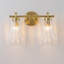 9.5 in. Vintage Brass Bathroom Vanity Light with Clear Fluted Glass Bell Shades (1/2/3-Light Options)-883866186-883866187