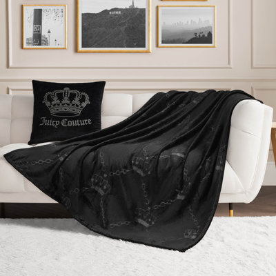 Juicy Couture Embossed Plush Throw Blanket