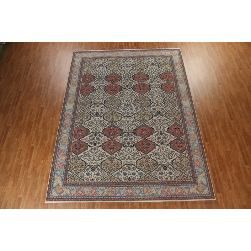 Tapis oriental géométrique Bakhtiari noué à la main 10 x 13
