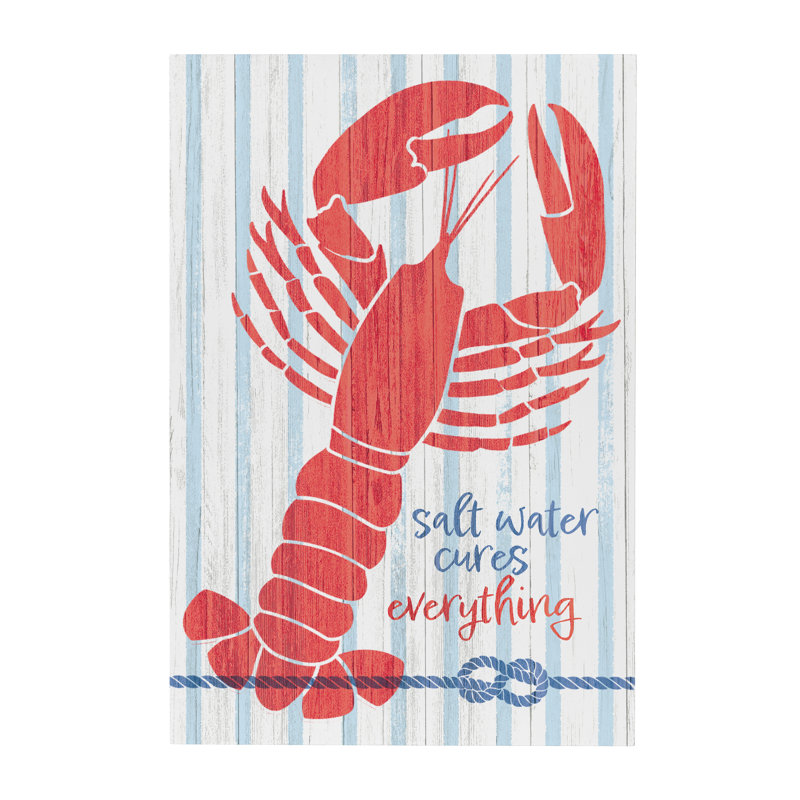 Coastal Wooden Wall Art Salt Water Lobster 16x24"