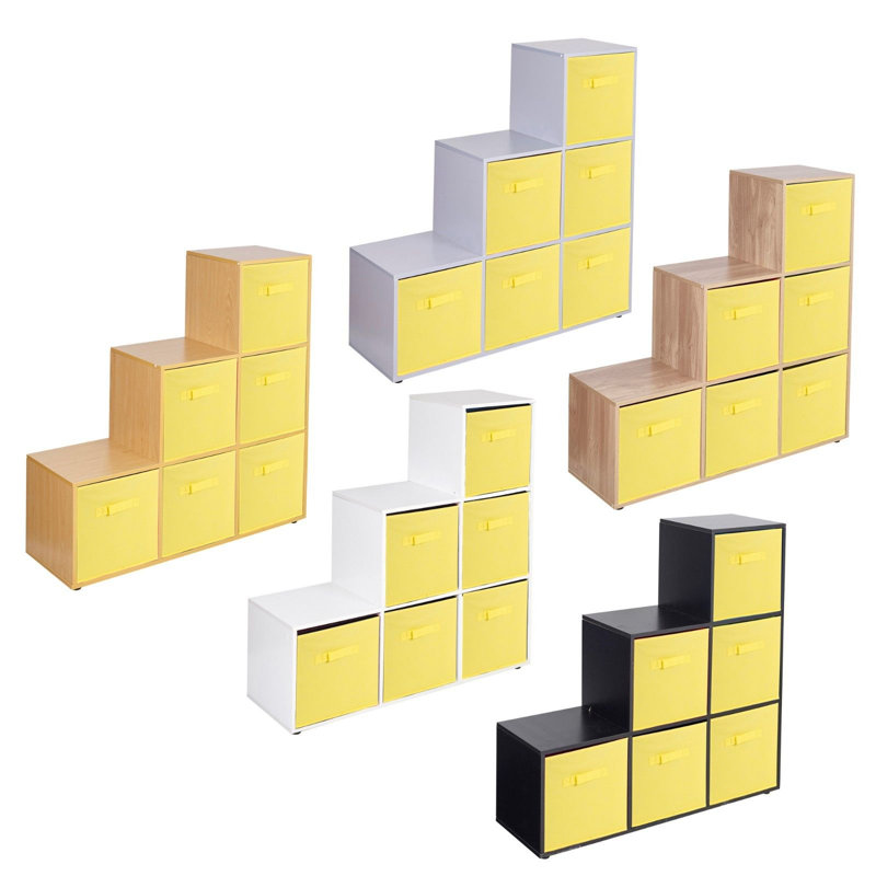 Joelle 90.5cm H x 89cm W Bookcase, White/Yellow
