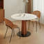 Table de salle à manger blanche en pierre frittée blanche avec bois de frêne avec table en acier au carbone pour la salle à manger / cuisine-499926340