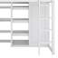 Lit mezzanine simple en bois Heribert avec plusieurs tablettes de rangement et garde-robe-1801687083