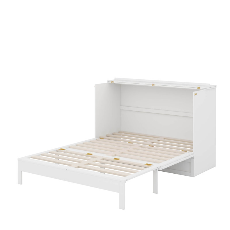 Lit escamotable double avec tiroirs, Blanc