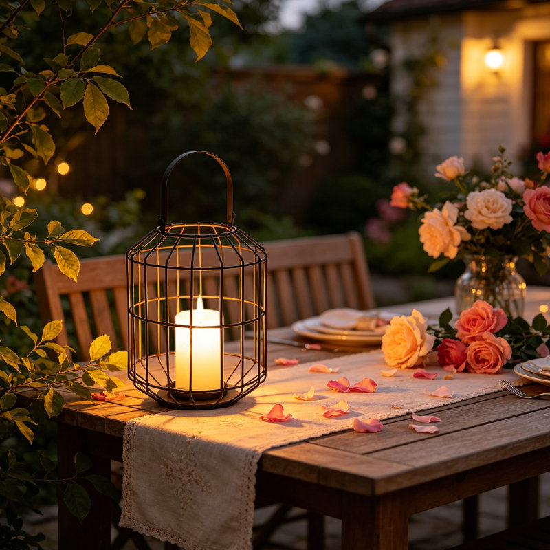 Candle Holder Farmhouse Tabletop Lantern, Lantern Decor for Weddings, Parties, Patio, Indoor Outdoor Events
