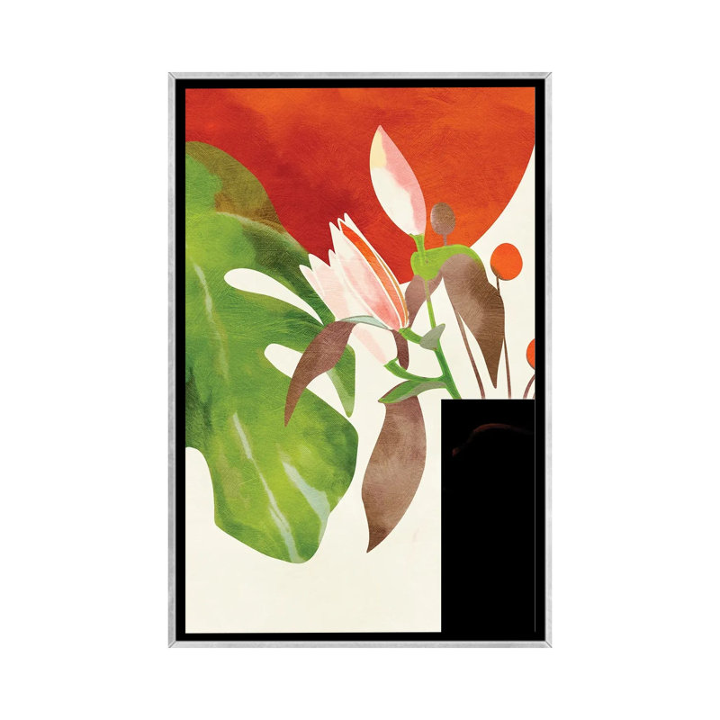 «Tropical Sun with Flowers» par Ana Rut Bré - impression d'art graphique, H 26 po x l 18 po x 1,5 po, Aucun mat