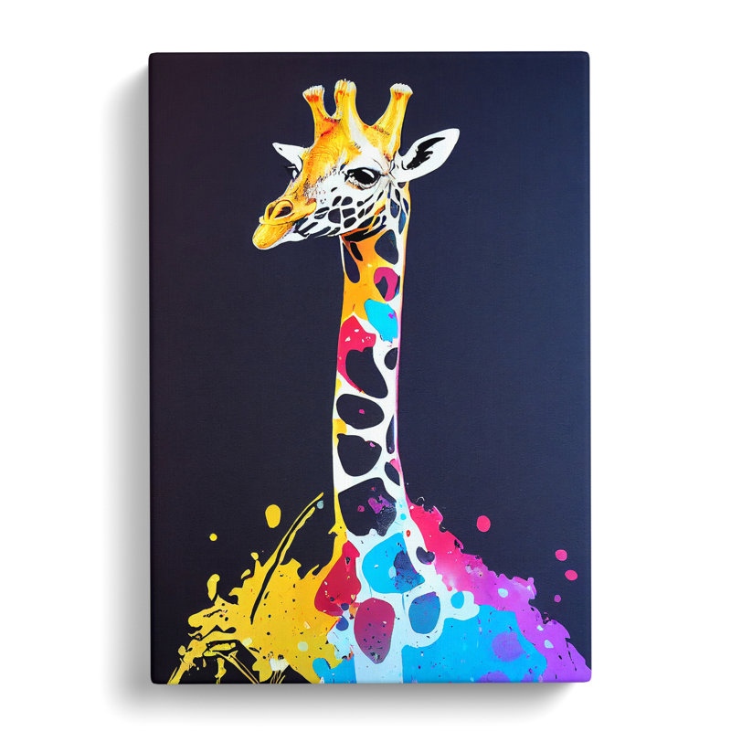 Giraffe Paint Splat No.1 - Wrapped Canvas, 50cm H x 35cm W x 3cm D