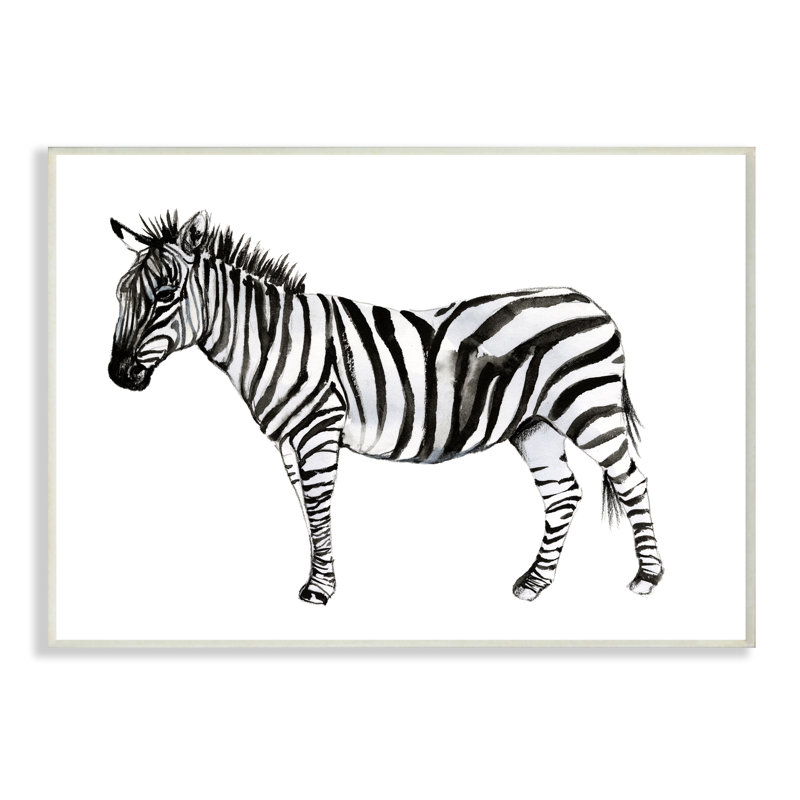 «Zebra debout noir et blanc animal», reproduction d'art, H 16 po x l 20 po x P 1,5 po, Giclée encadrée noir minuit