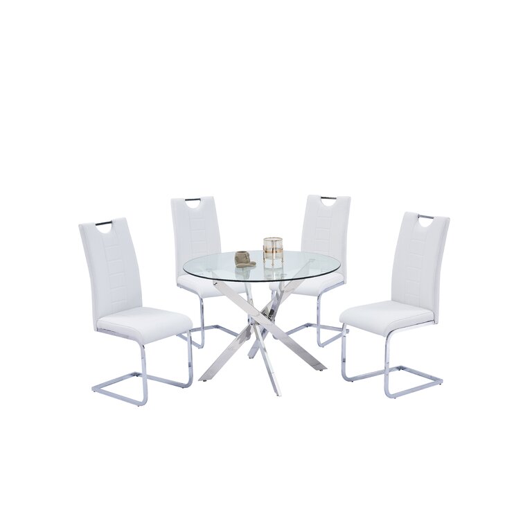 Aalyna Round Glass Top Dining Table