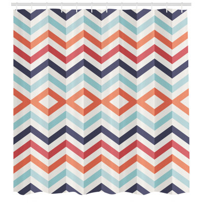 Chevron Shower Curtain with Hooks Included