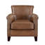 Chaise d'appoint traditionnelle en cuir avec cadre en bois massif et garniture cloutée en cuir fleur-2001720678