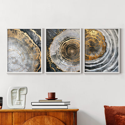 Abstract  Series  LXXVII  -Set Of 3 Framed Giclee Prints -Ready to Hang