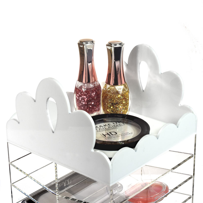 Organisateur de cosmétiques biseauté, Blanc