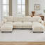 Canapé modulaire confortable en tissu chenille 4 places avec siège ergonomique en mousse haute densité, canapé modulaire en forme de U avec 2 repose-pieds, accoudoirs arrondis arrondis et 2 coussins décoratifs ronds-1465478756
