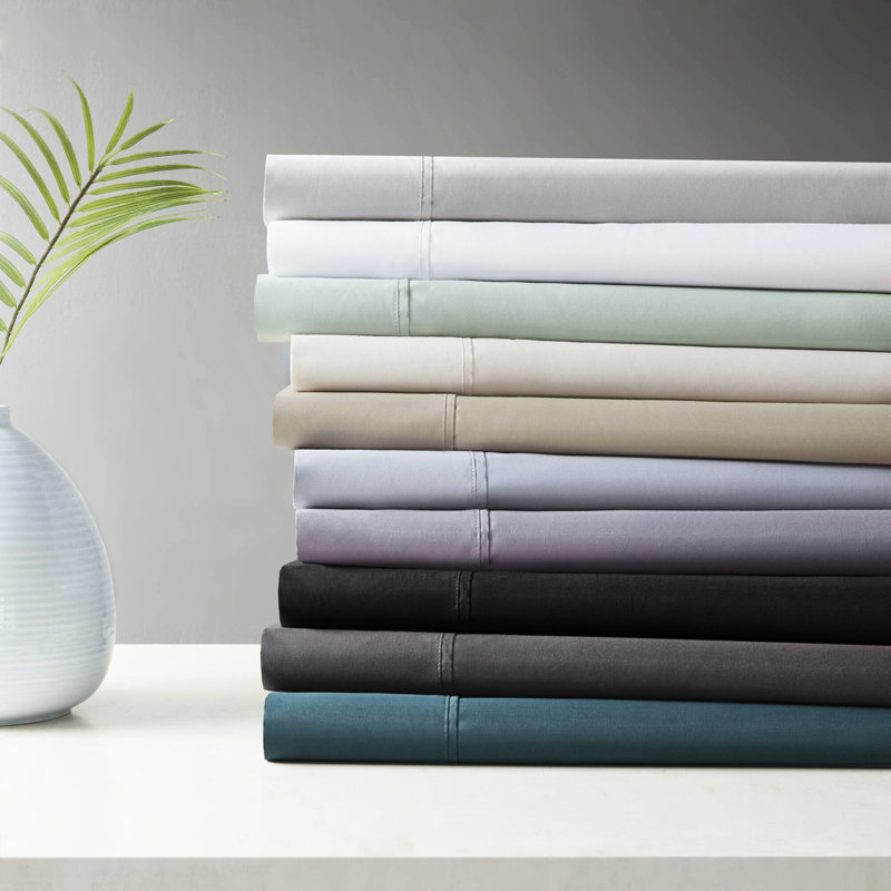Drap 600 fils pour très grand mélange de coton rafraîchissant, respirant et respirant, drap-housse à poche profonde de 18 po, absorbant lavable à la machine, toucher, taies d'oreiller de 16 po et 2 po