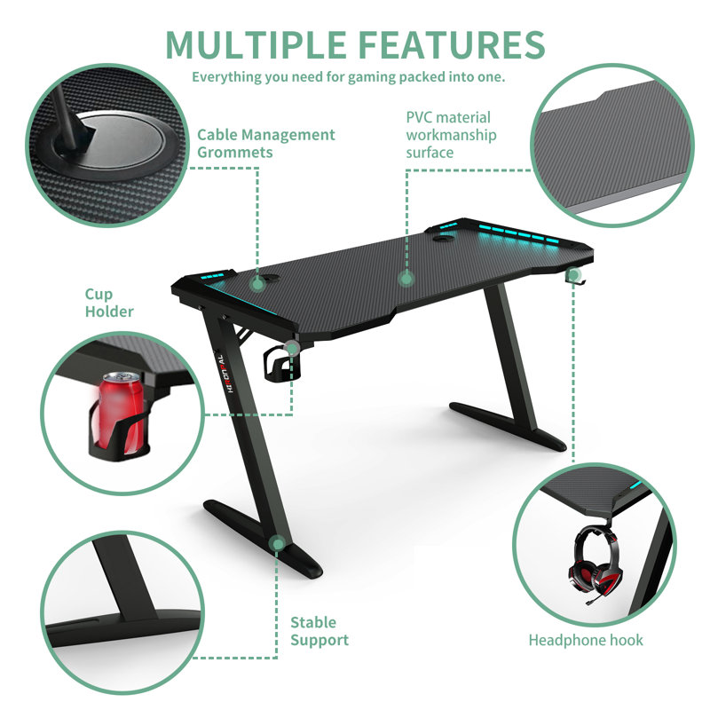 Metal Base Computer Desk, Black