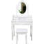 Bureau de coiffeuse blanc avec miroir rotatif, conception à 4 tiroirs, tabouret confortable, utilisation polyvalente, rangement pivotant sur structure 360, assemblage facile pour la chambre-993506574