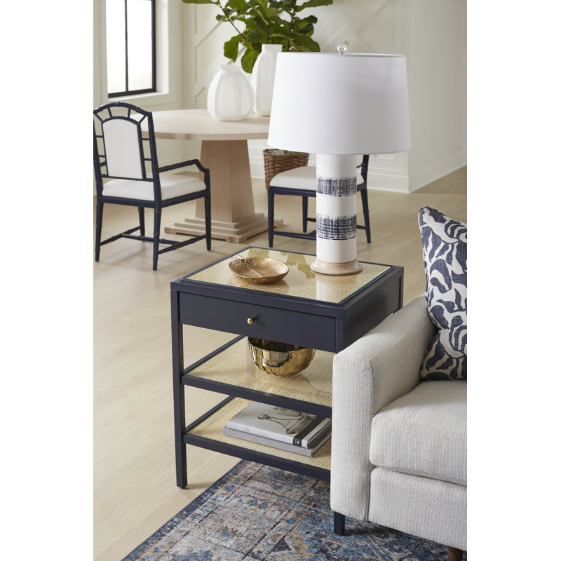 Elena Table Lamp, Blue/White
