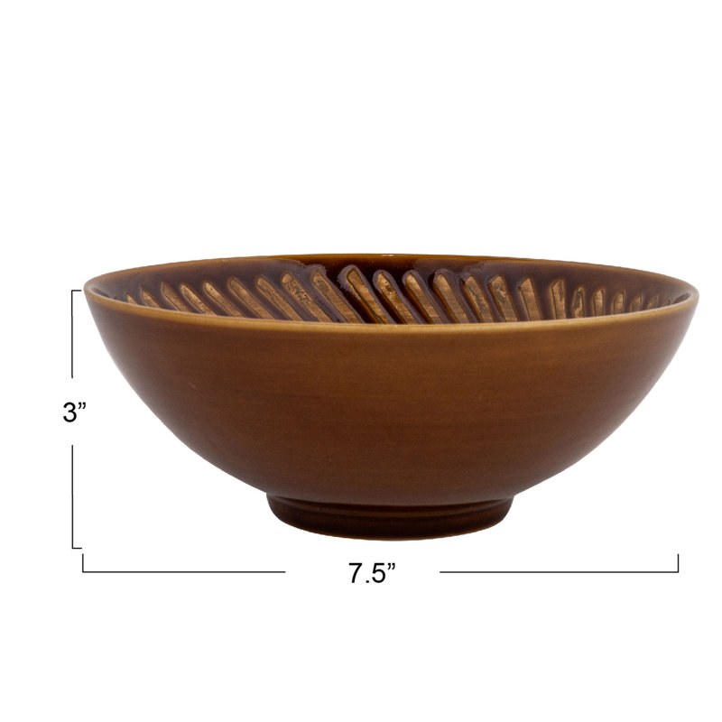 Service de table rond en grès avec lignes et motif d'étoiles