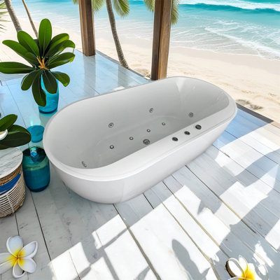 Whirlpool & Air Bath Combo Tub 67", In White W/adj Speed Air Blower & Air Type Ctrl Switch