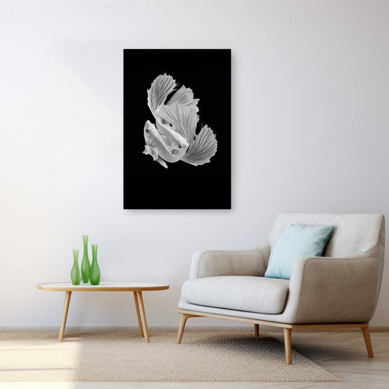 «Betta Fish Dance», impression murale élégante et minimaliste, H 48 po x l 32 po