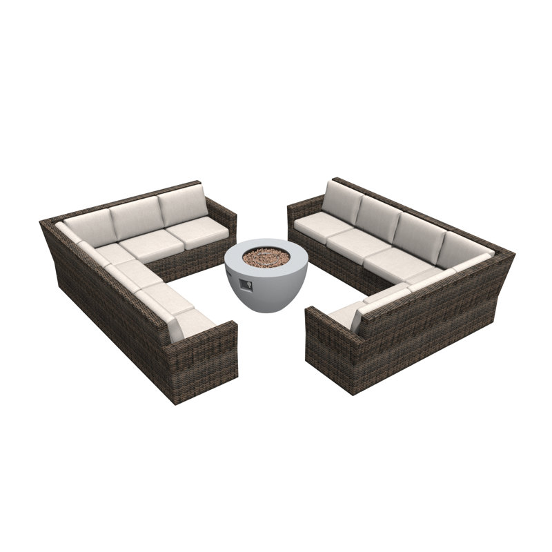 Ensemble de canapé modulaire 5 pièces avec coussins, Beige, Brun