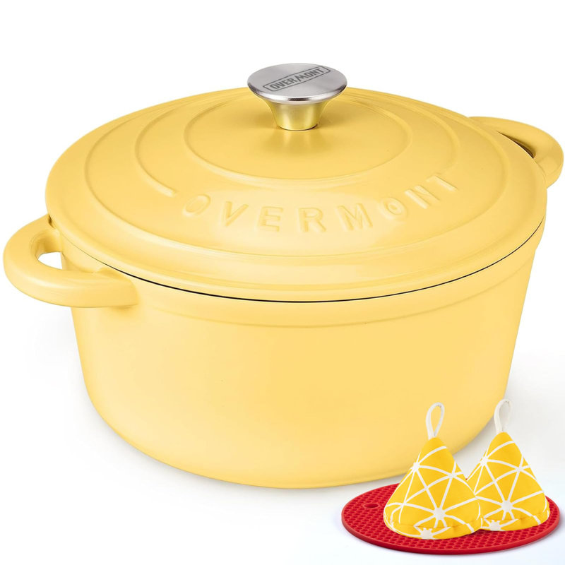 Cocotte en fonte émaillée Overmont avec couvercle et accessoires Overmont - Batterie de cuisine pour la cuisson, le rôtissage et les ragoûts