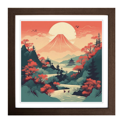Japanese Mountains Graphic No.1 - Framed Print