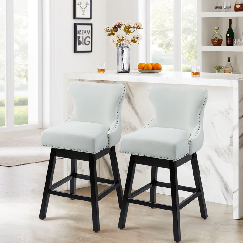 Angelicamae Unfinished Swivel 29'' Stool, 2, Ivory White