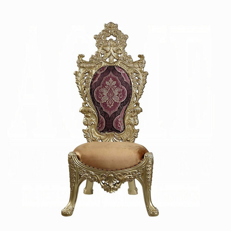 Ensemble de 2 chaises Rexx, plateau couronné, garniture cloutée dorée et rouge