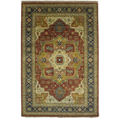 Tapis rouge traditionnel indo Heriz Serapi Knightsville