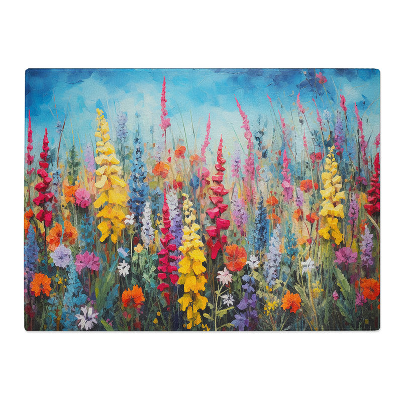 Wildflowers Expressionism No.3  Glass Chopping Board