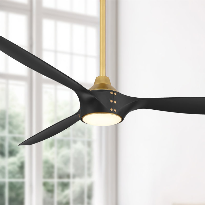 Pierce 65" Led Smart Ceiling Fan, Brass, Black