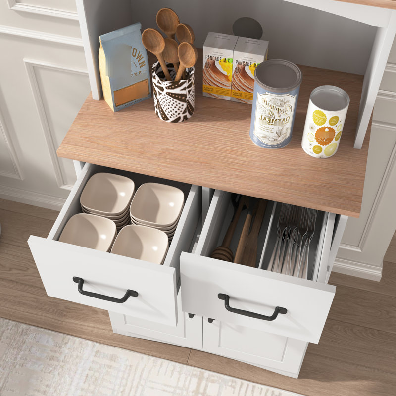 Kitchen Cabinet Pantry White: Storage With Microwave Stand & Practical Option White Cabinet: Drawer Shelf
