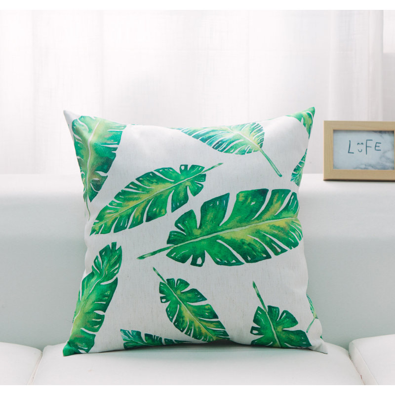 Palm Leaf Floral Pillow Cover