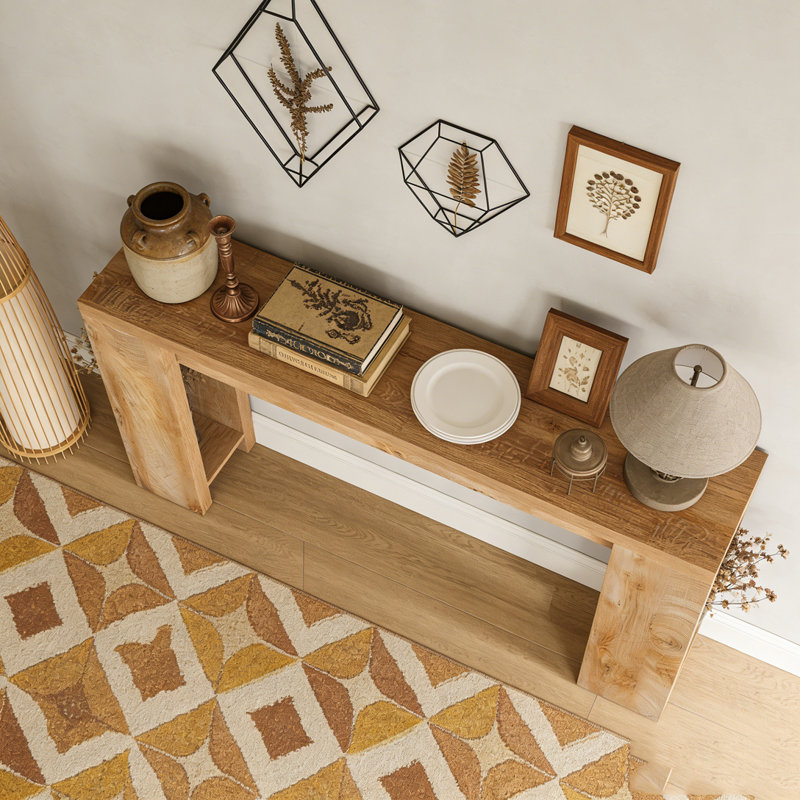 Farmhouse Wood Sofa Table Entryway Table, Brun