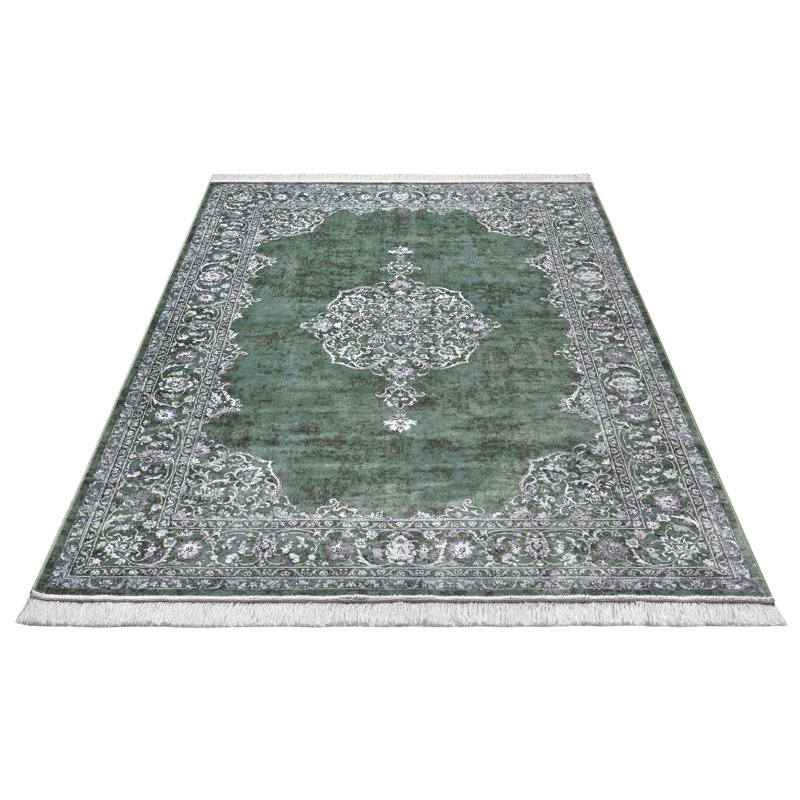 Medallion Green Rug, Rectangle 135cm x 195cm