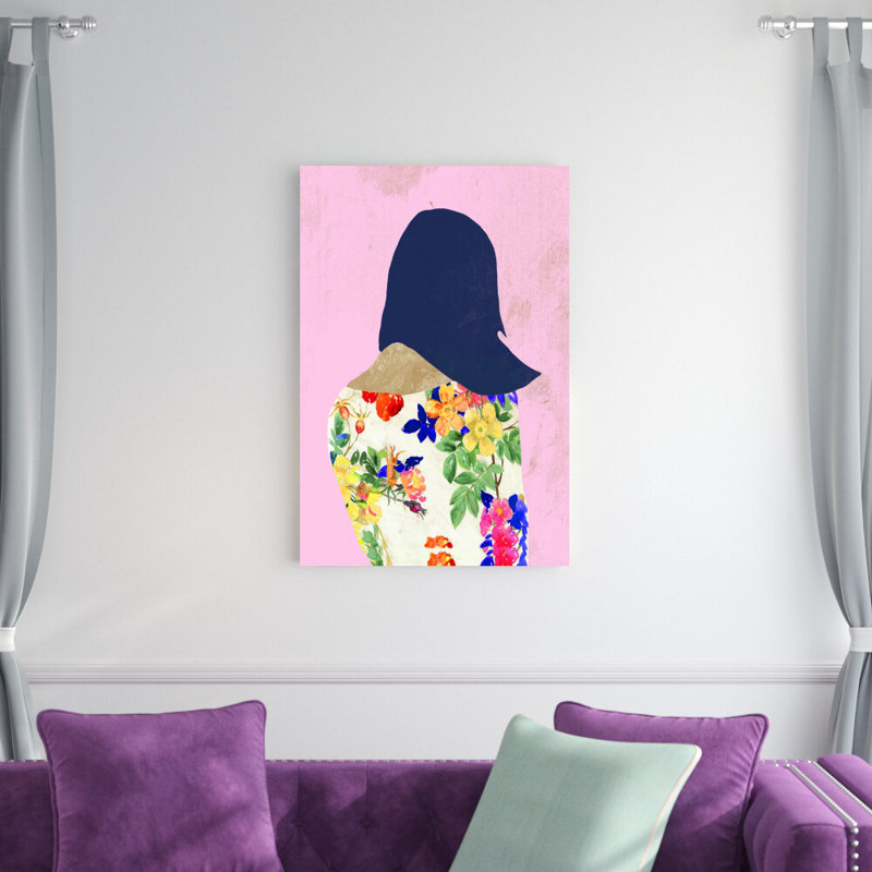 Floral Fashion Girl III - reproduction d'art sur toile tendue, H 36 po x l 24 po