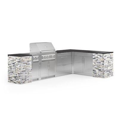 Outdoor Kitchen Signature Series 11 Piece L Shaped Cabinet Set with 33 in. Natural Gas Grill -  NewAge Products, 69508