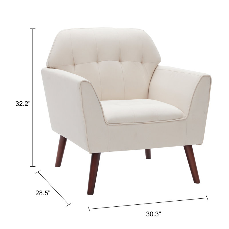 Fauteuil rembourré en lin 30,3 po Kristiona, Mélange de lin beige