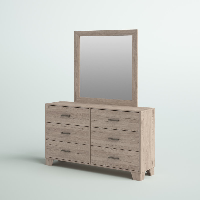 Commode 6 tiroirs avec miroir Beckville
