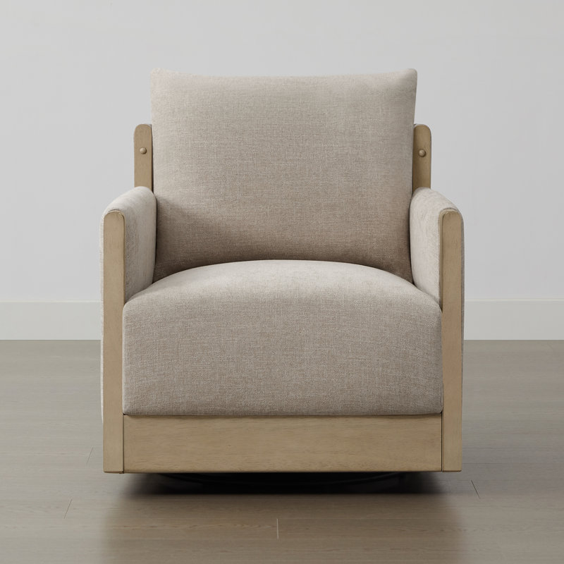 Zenda Upholstered Swivel Accent Chair, Gray, Khaki