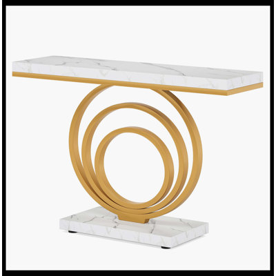 Narrow Console Table, 41" Entryway Sofa Table With Ring Base