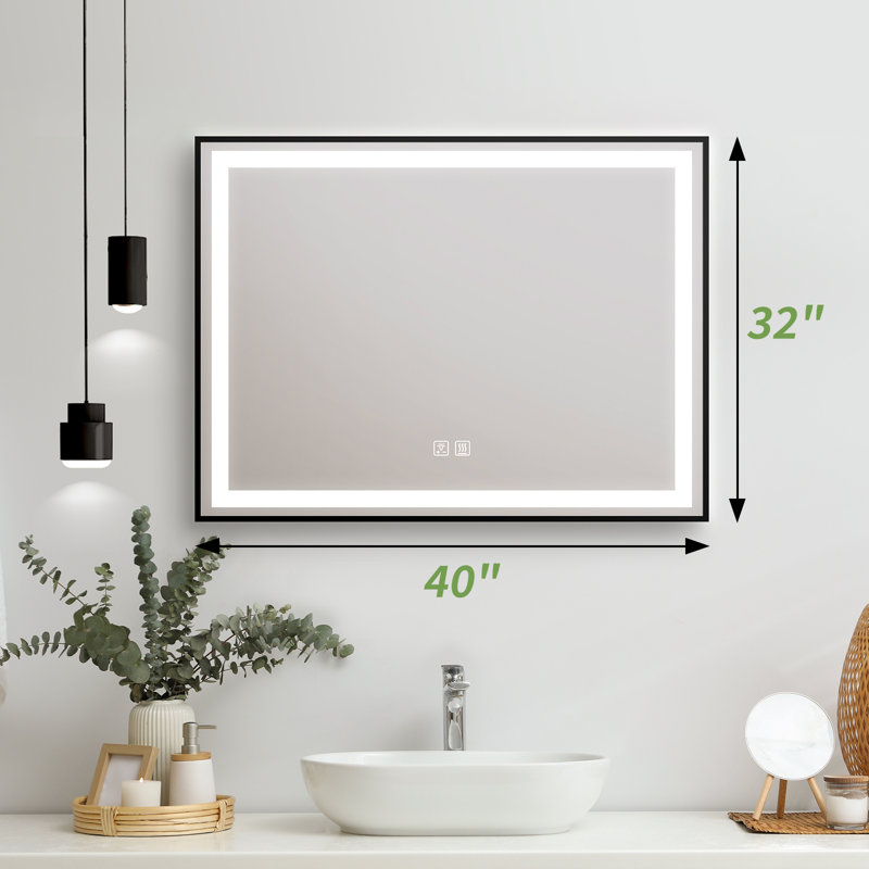 Miroir de salle de bain Jatonya, 32 po x 40 po, Rectangle