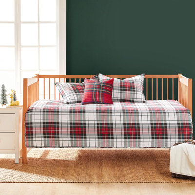 Spencer Plaid Day Bed Cover Set - Reversible - Tartan Plaid - Red, Green, White, Blue, Gold - Cotton/Microfiber