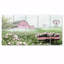 Paysage de ferme en tons de rose et vert I - ensemble d'art mural sur toile-516640136