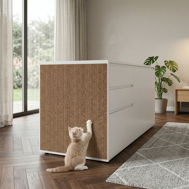 Tapis à griffes en liège naturel, tapis protecteur pour canapé, plancher, mur, chats d'intérieur, brun