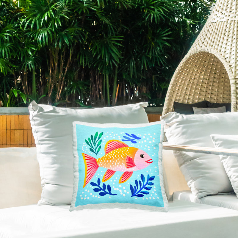 Coussin Whimsical Fish & Seaweed